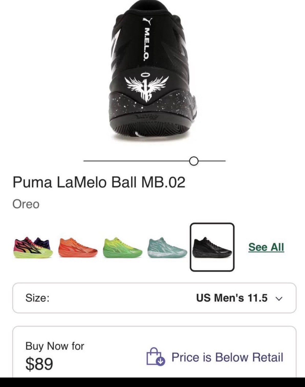 PUMA LaMelo Ball MB.02 Oreo Black/White Mid Top Basketball Shoes 379420-01