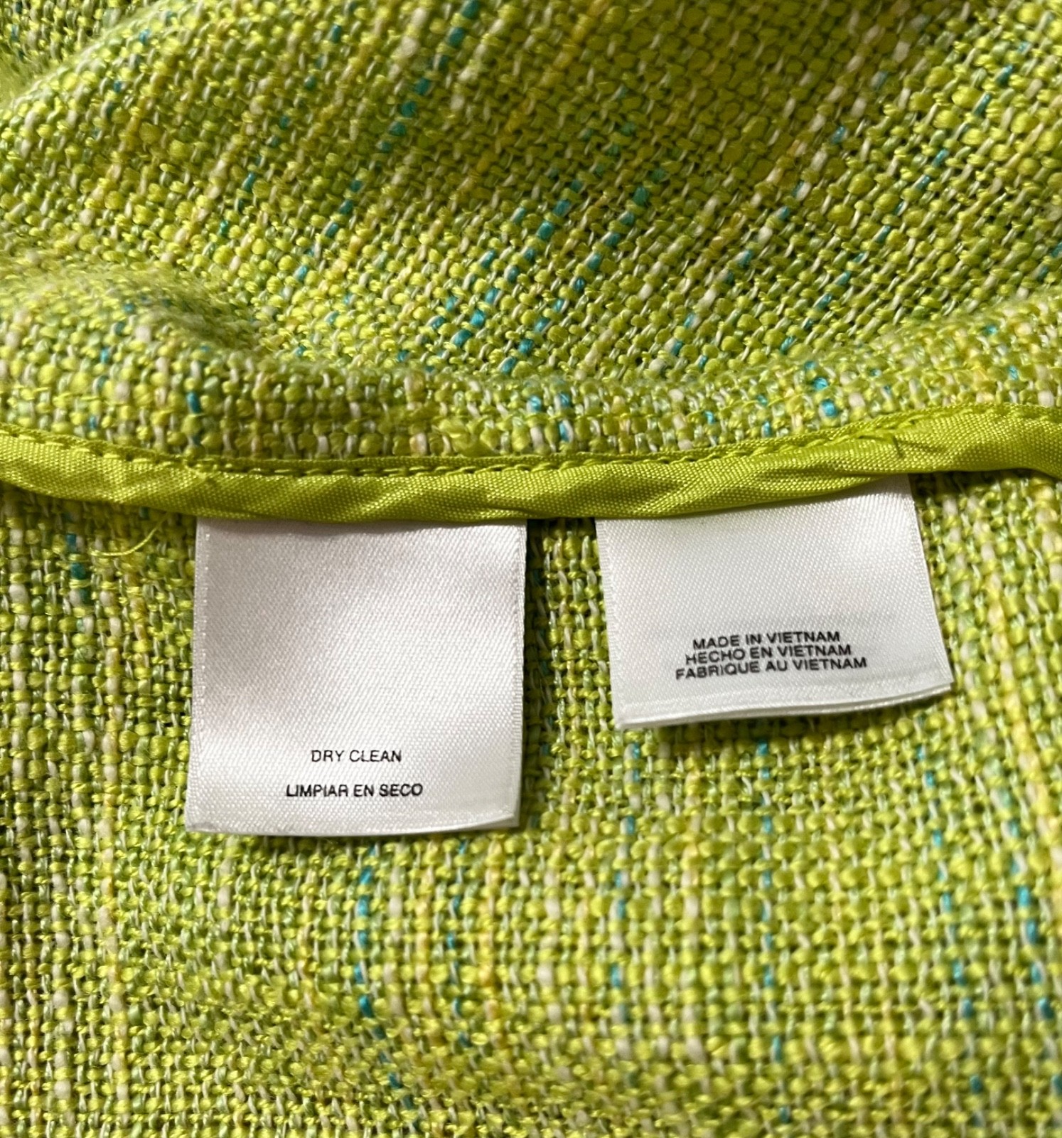 ANNE KLINE Lime Green Textured Soft Jacket with Fringe – Size 10 (runs small)