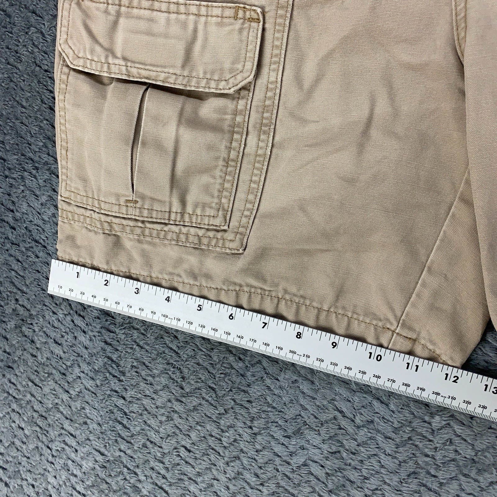 Savane Safari Cargo Shorts Mens Size 32 Beige Khaki Canvas Elastic Waist
