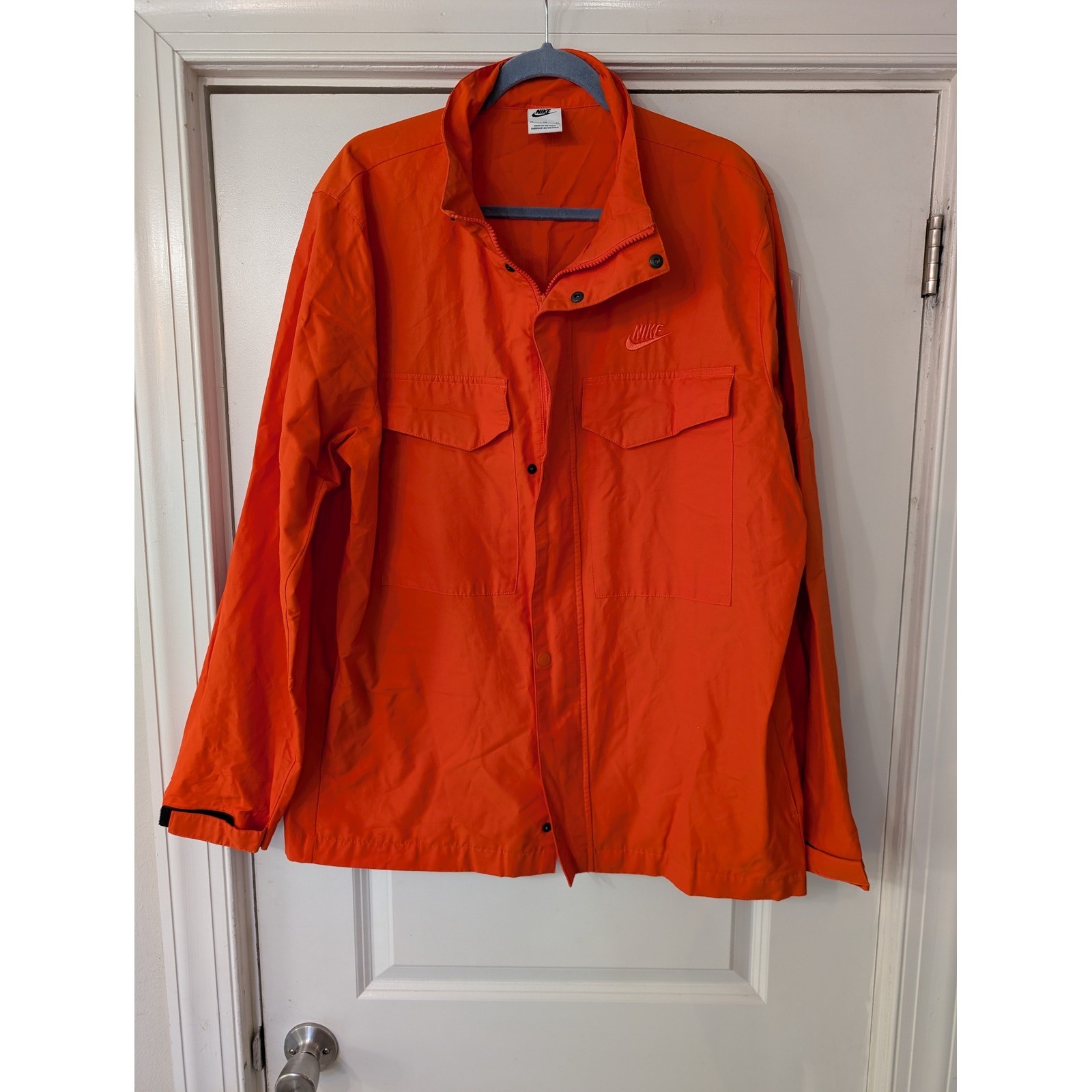 Nike Men Orange Field Utility Jacket CZ9922-869 XL Sportswear Cotton Nylon Zip