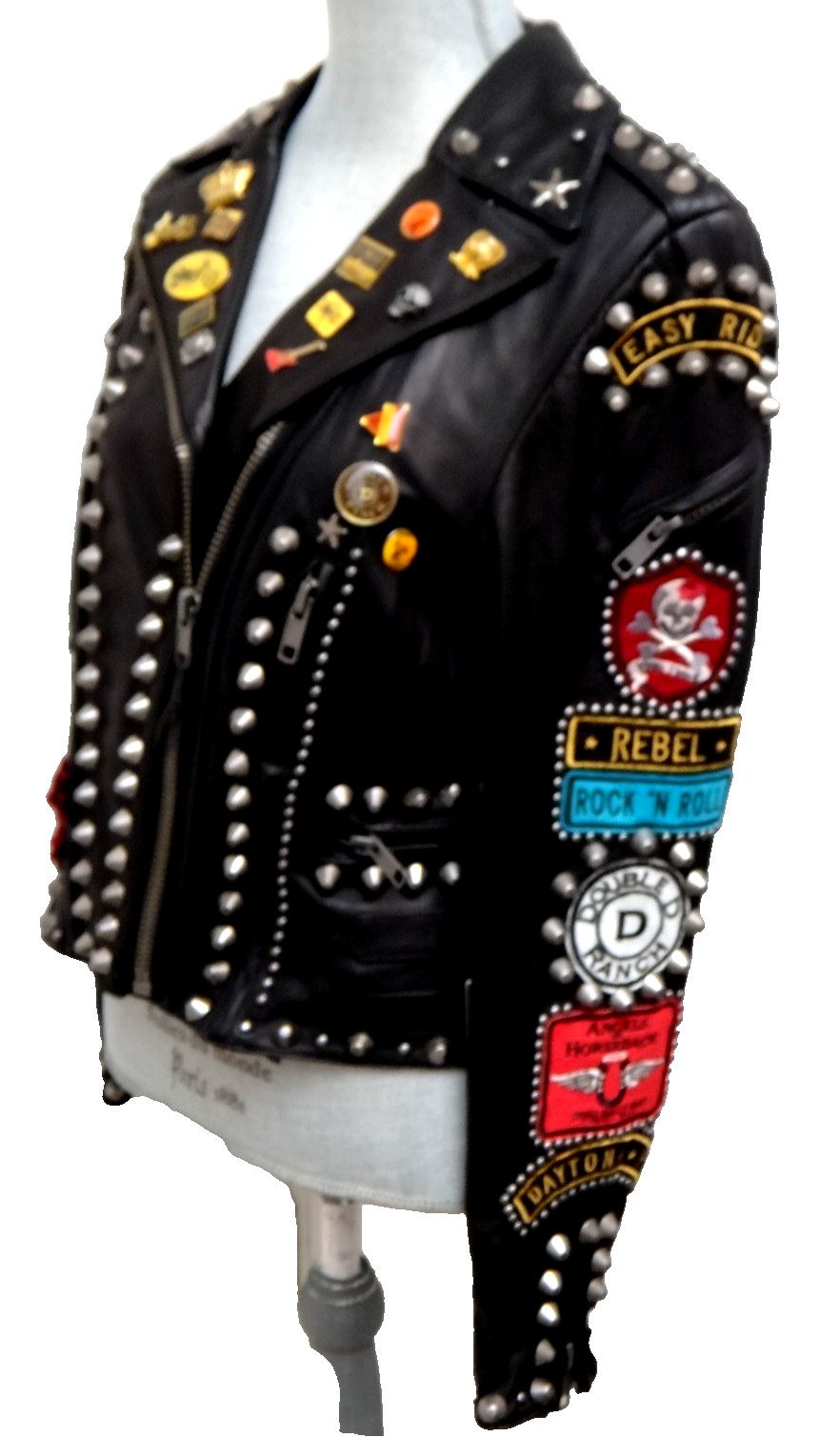 Double D Ranch Angels on Horseback Biker Jacket Embellished Black Leather Size M