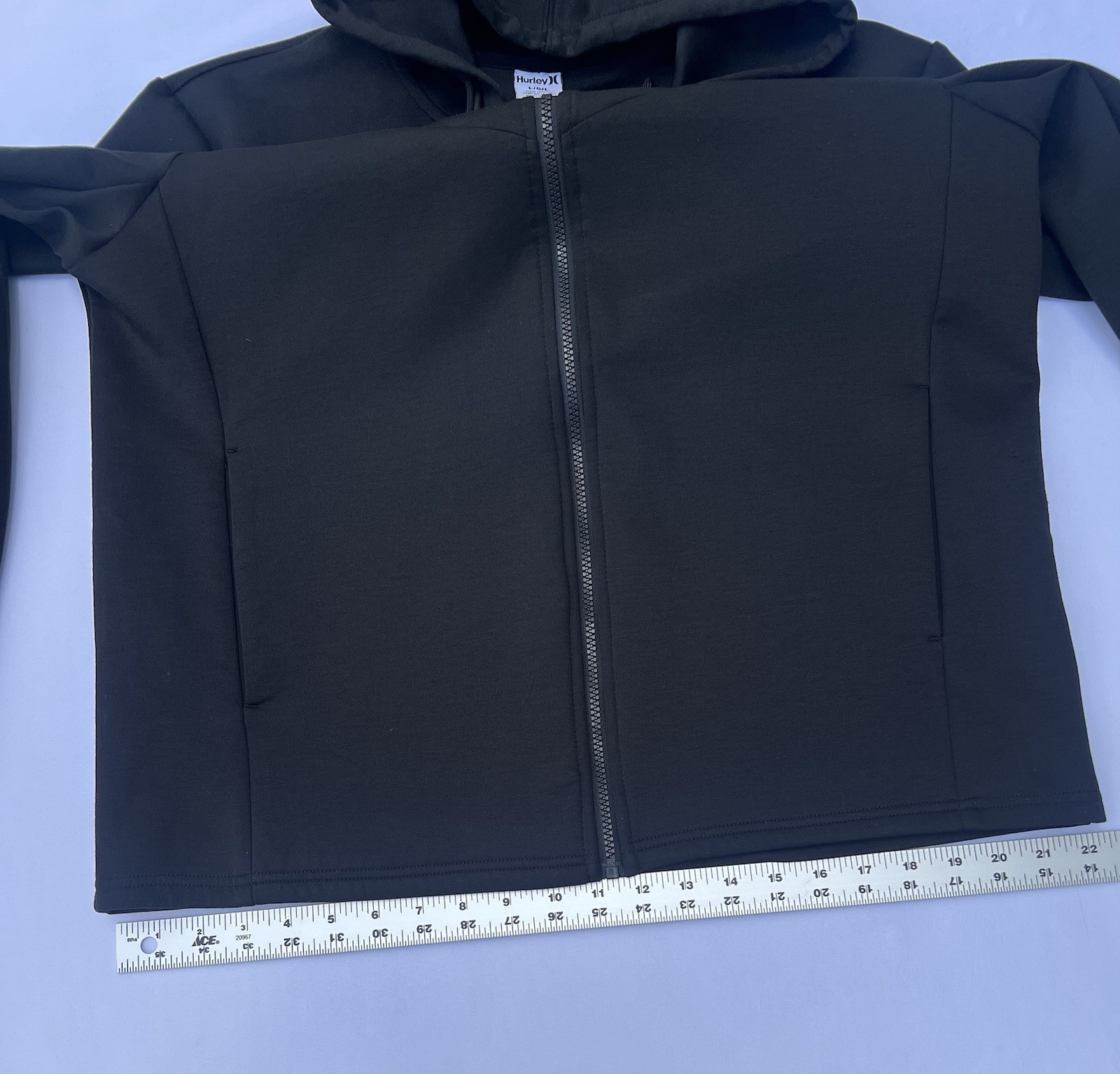 Hurley Men’s Black Full Zip Hooded Fleece Hoodie Pockets Logo Size L