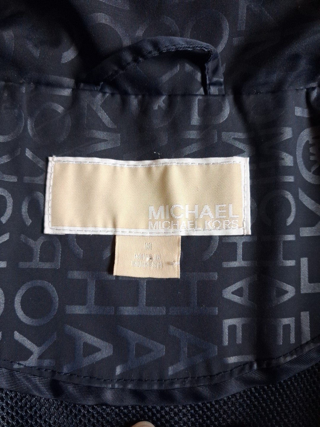 Michael Kors Womens Jacket Medium Blue Hooded Anorak Rain Coat Windbreaker