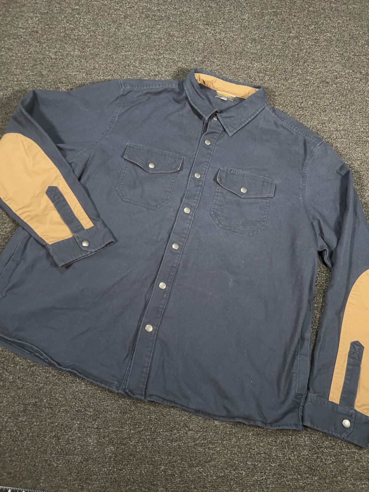 LL Bean Signature Snap Front Flannel Shirt Shacket Men’s XXL Blue Slim Outdoors