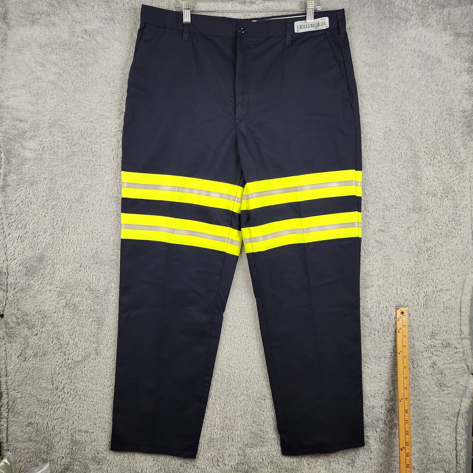 Cintas ComfortFLEX Pants Mens 38×32 Blue Chino Reflective Stripe Workwear Safety