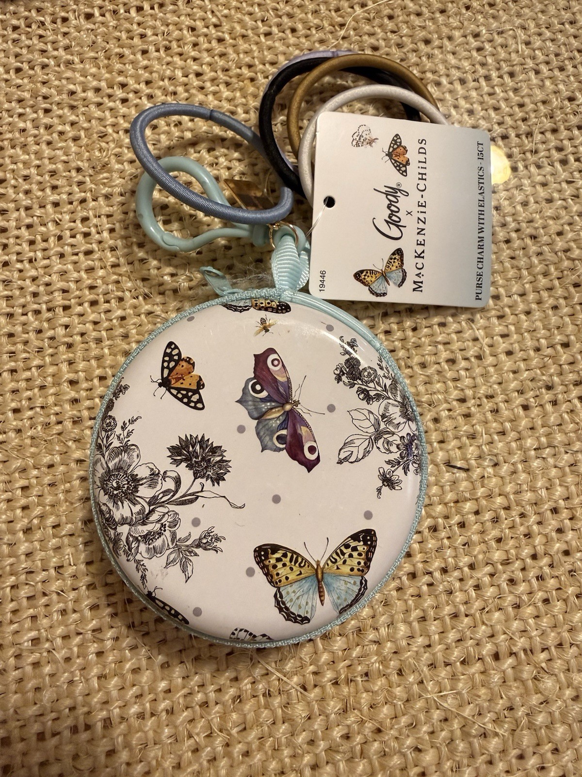 Goody X Mackenzie Childs TEAL Butterfly Purse Charm With Elastics-15 Ct