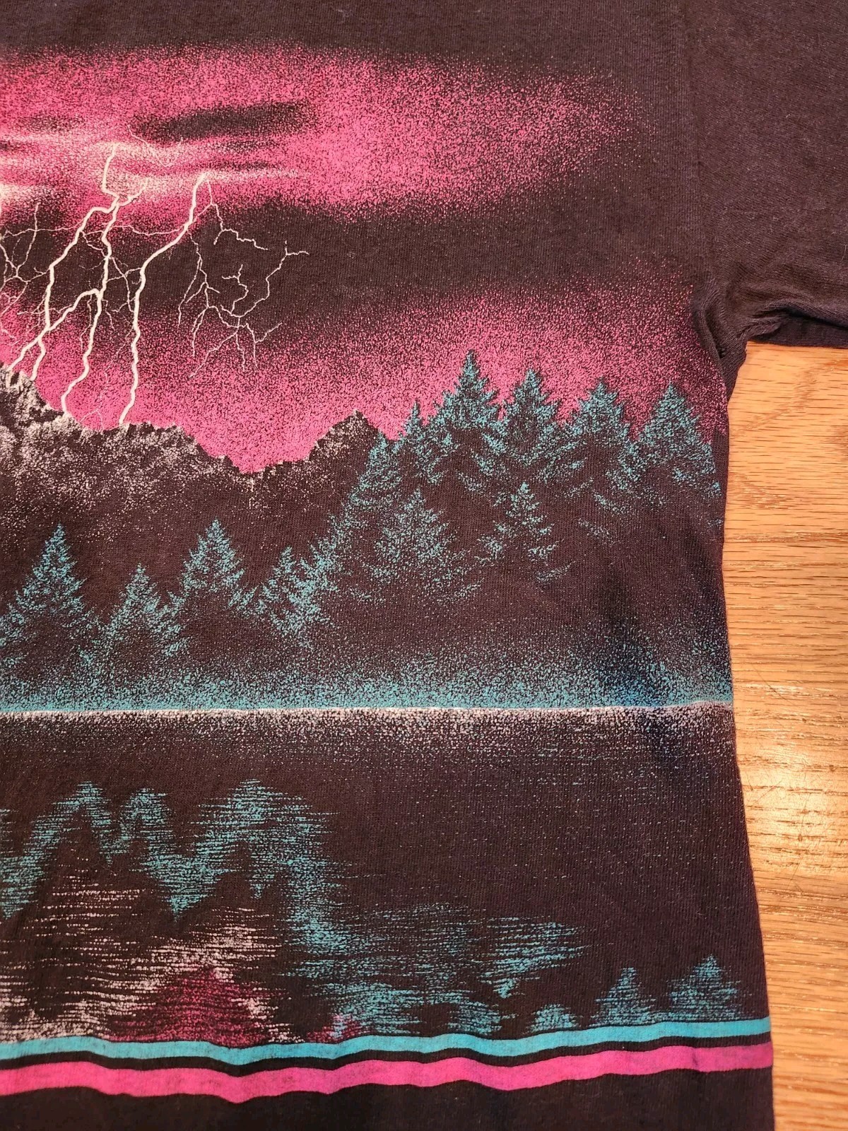 Lightning Thunder All Over Print Shirt L Used 1991 Signal Sports AOP 90s Solvang