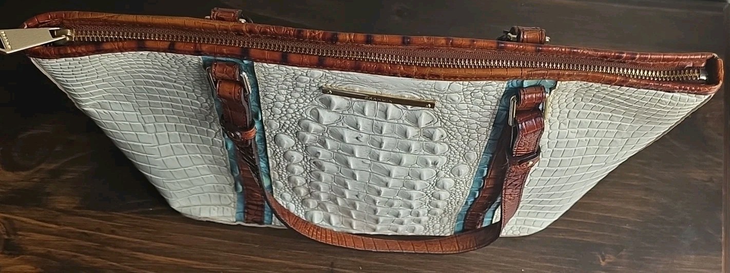 Brahmin Medium Asher Tote Coconut Soraya Melbourne Leather Rare Crocodile White