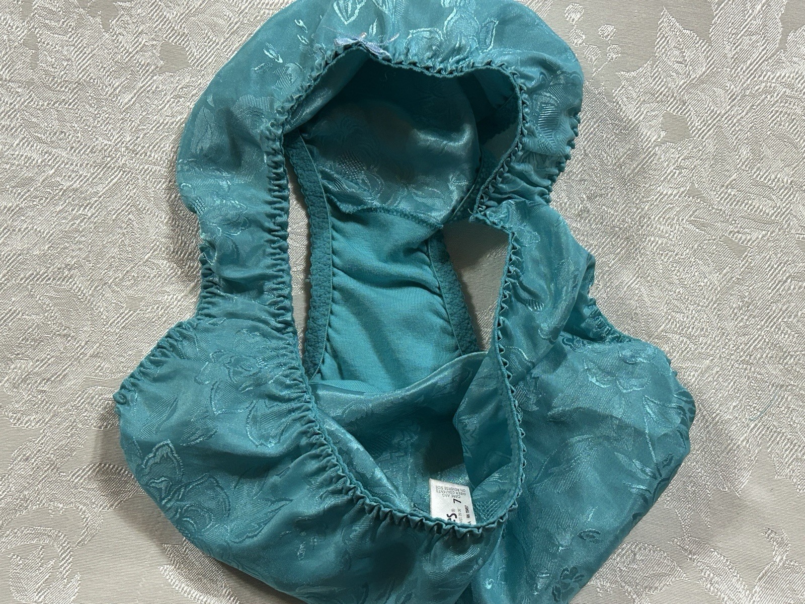 NWT Vtg NO EXCUSES Floral Shiny Satin 36C Bra Sz 7 Hi-Cut Panties Set