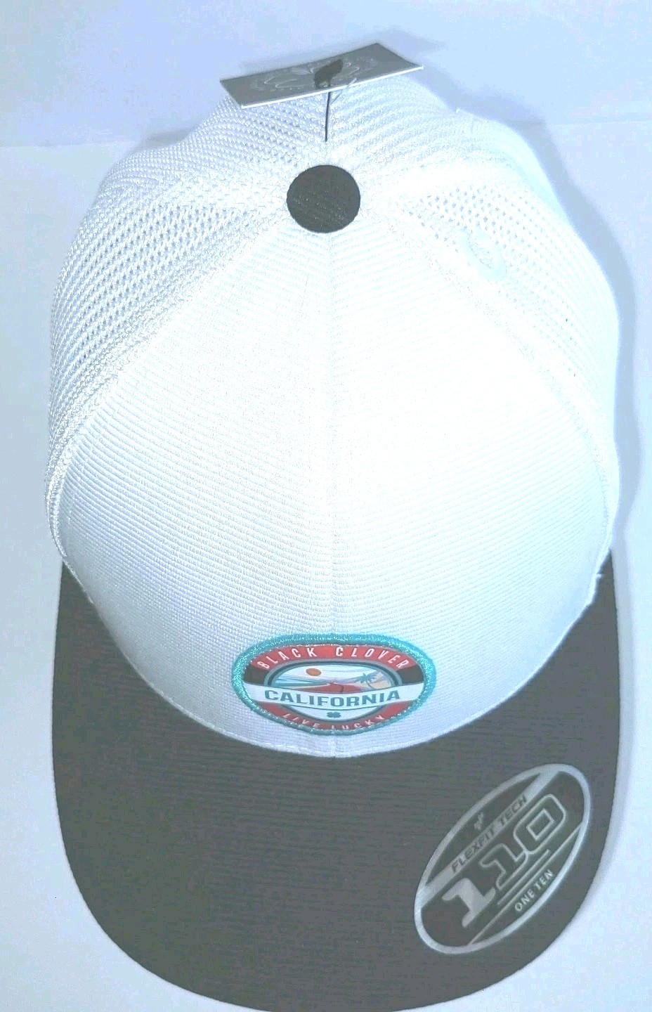 Black Clover One Ten FlexFit Tech Mens Mesh Back Adjustable Cap White Black NWT