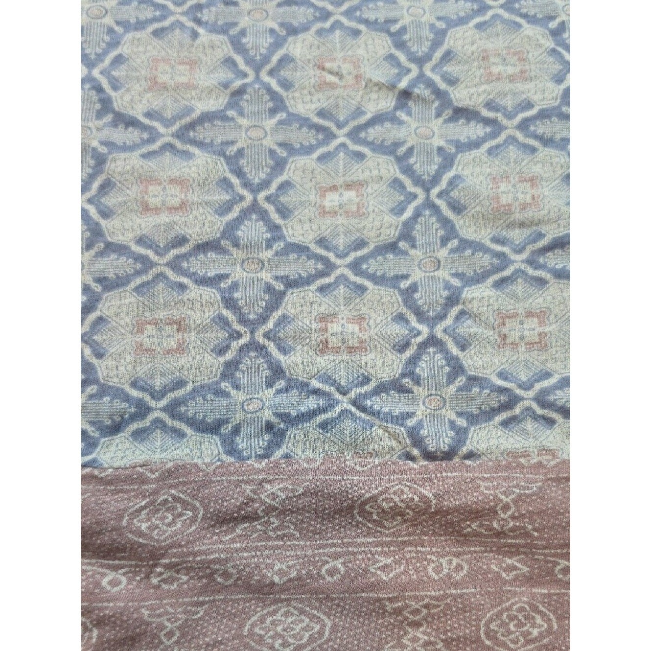 LUCKY BRAND | Boho Print Cotton Modal Peasant Tee Tunic Dusty Blue Pink Top | 1X