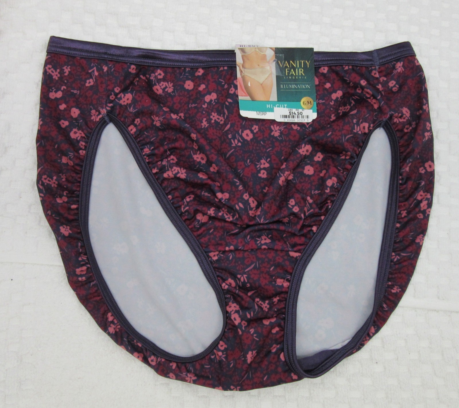 NWT set /3 VANITY FAIR ILLUMINATION HI CUT 13108 MAUVE BLUE FLOWER COSMO GARDEN