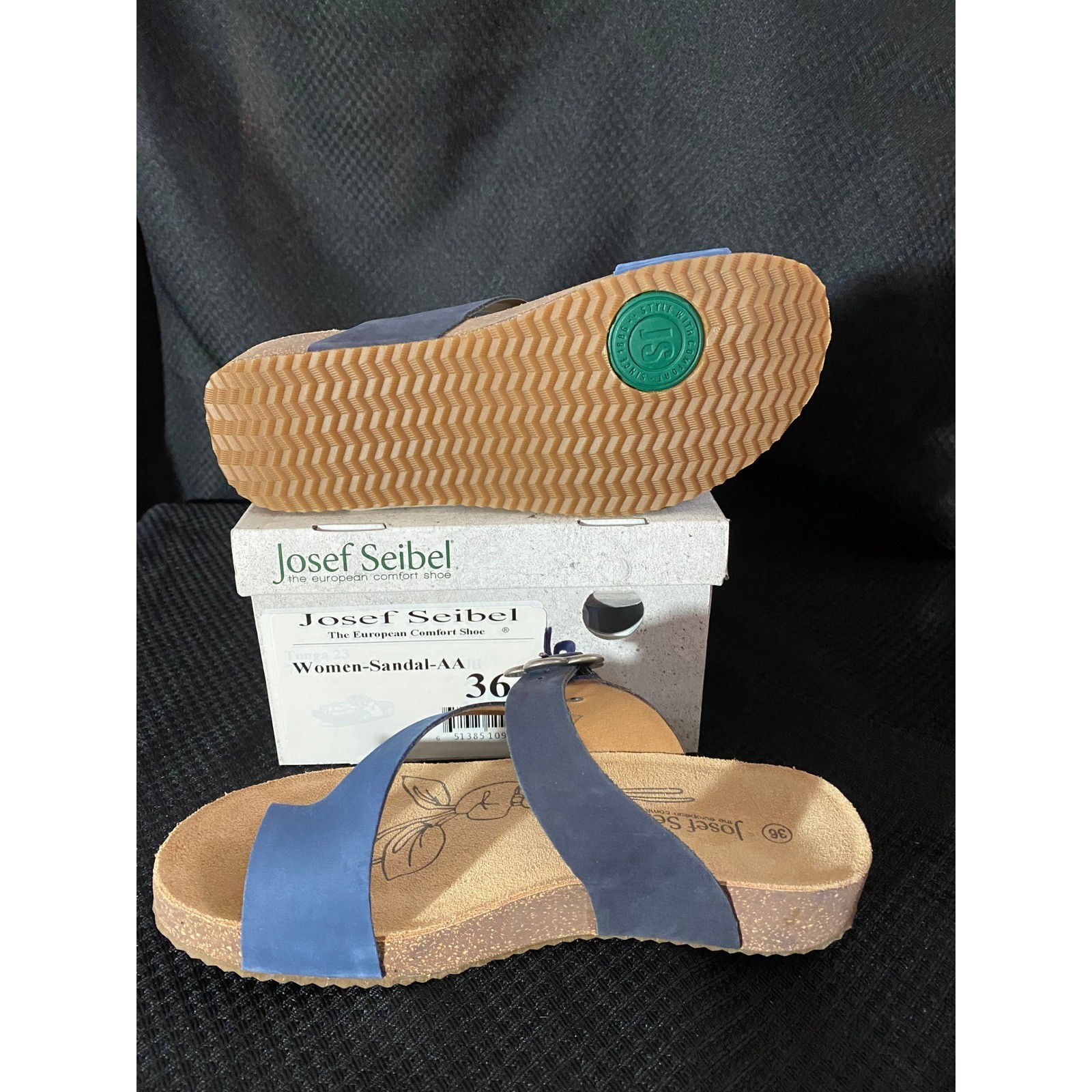 Josef Seibel Tonga 23 Blue Leather Comfort Sandals Womens 36 New In Box