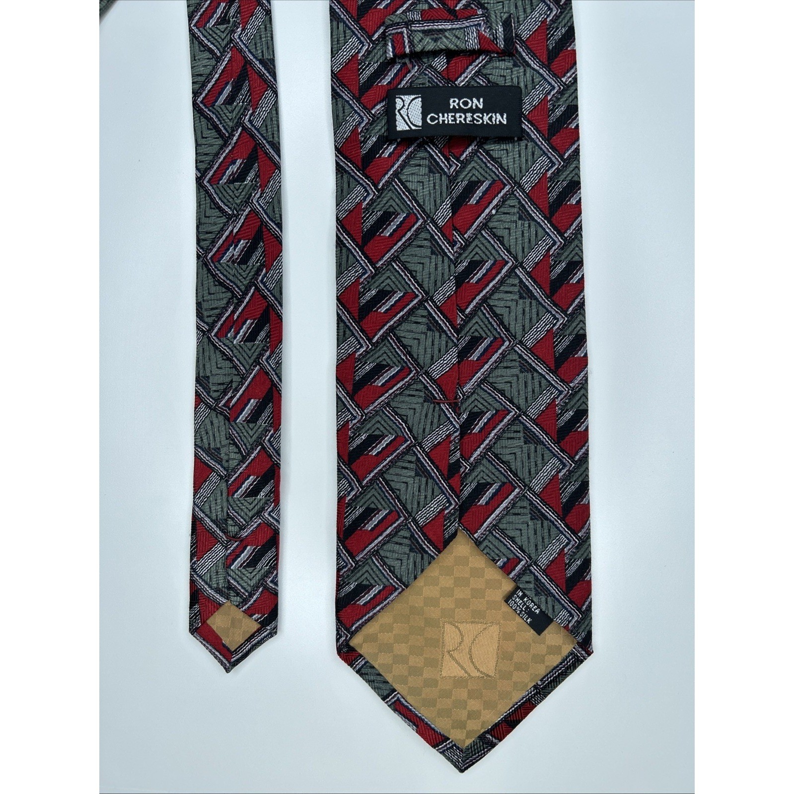 Ron Chereskin Men’s Silk Neck Tie Multi Green Red Black RN 89399 Handmade 4×59