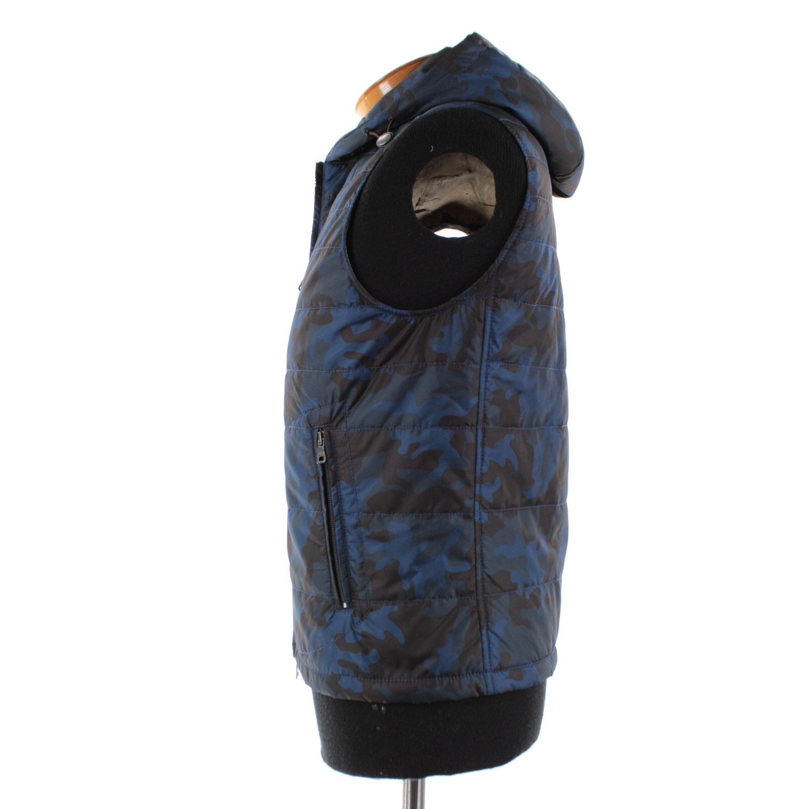 Waterville NWOT Zak 100% Polyester Hooded Vest Size 48 (S US) In Blue Camo
