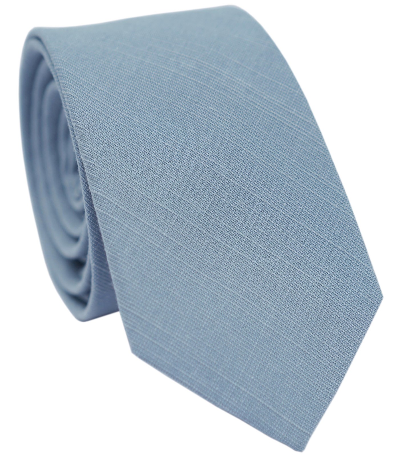 BELLUNO Men’s Skinny Ties, Cotton Linen Blend 2.5 inch Slim Neckties, Dusty B…