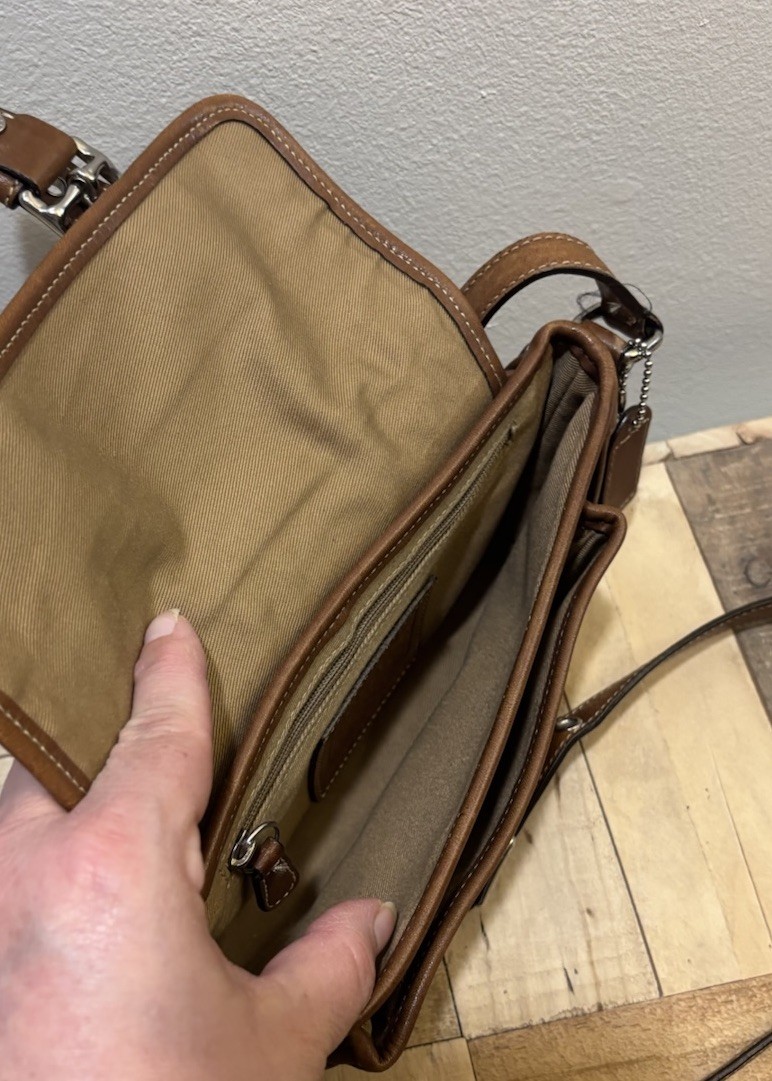 Coach Bleeker Double Buckle Crossbody Brown Leather 9355