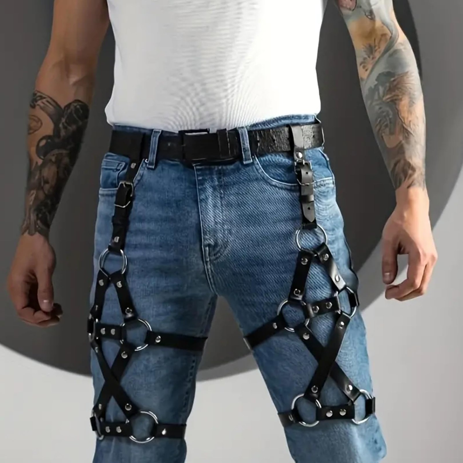Men Harness Belt Waist Leg Thigh Garter Men’s PU Leather Caged Thigh Holster …