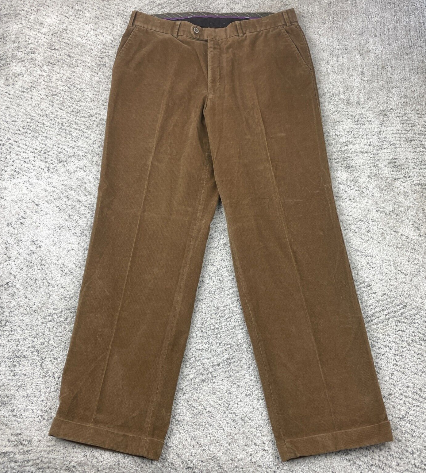 Hiltl Corduroy Pants Mens 38 36×32 Brown Flat Front Stretch Trousers ZE 200 GUC