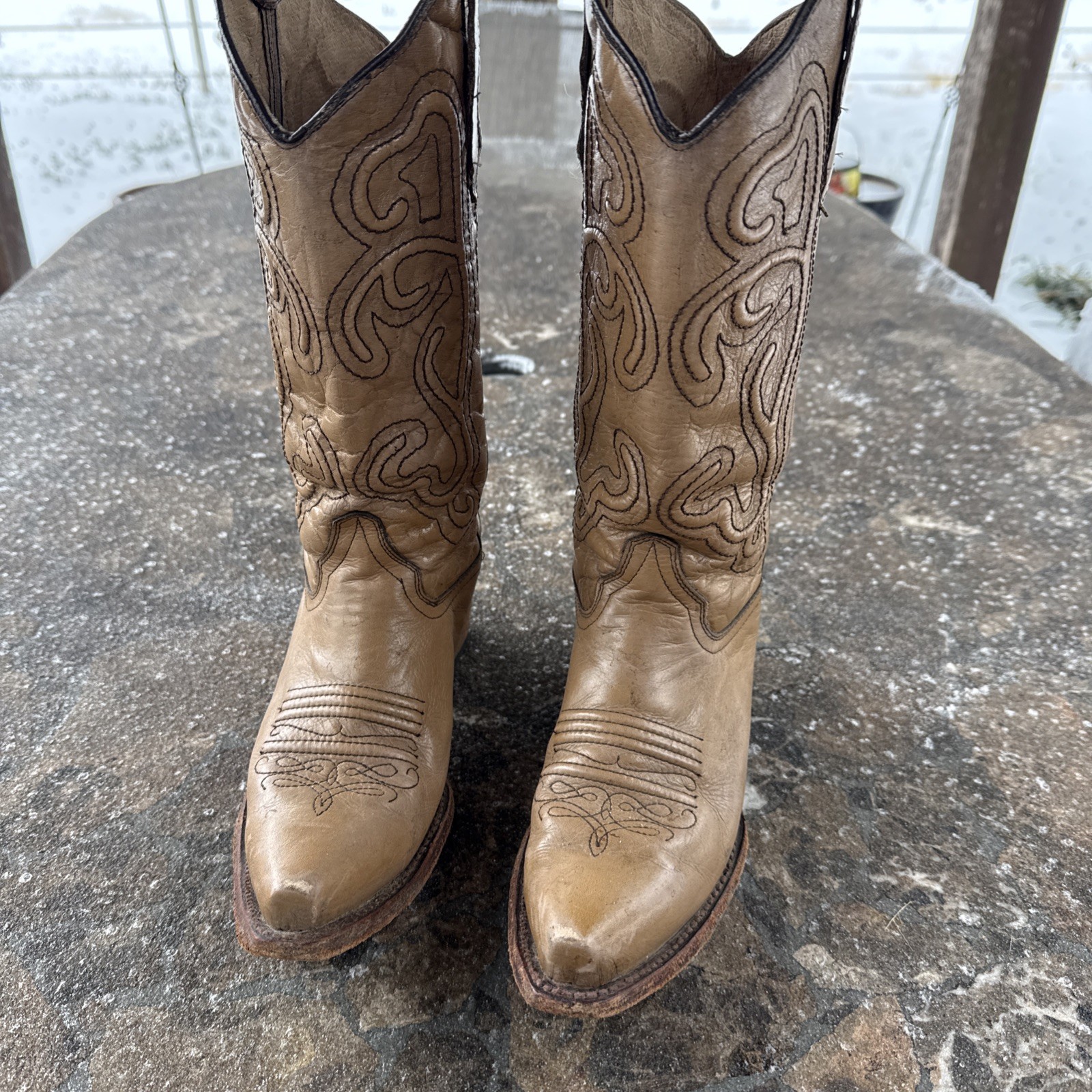 Womens Circle G L5305 Embroidered Cowboy Boots Snip Toe Brown Size 9