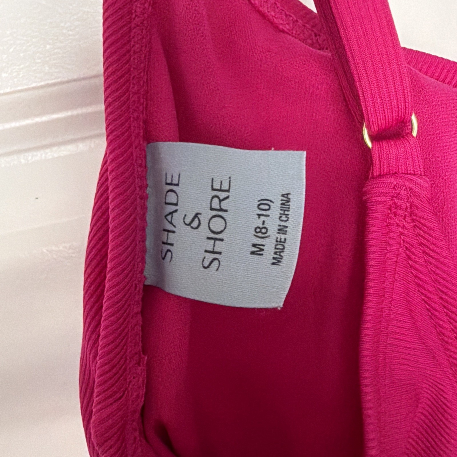 Shade & Shore Ribbed One‑Piece Swimsuit Adjustable Pink Medium