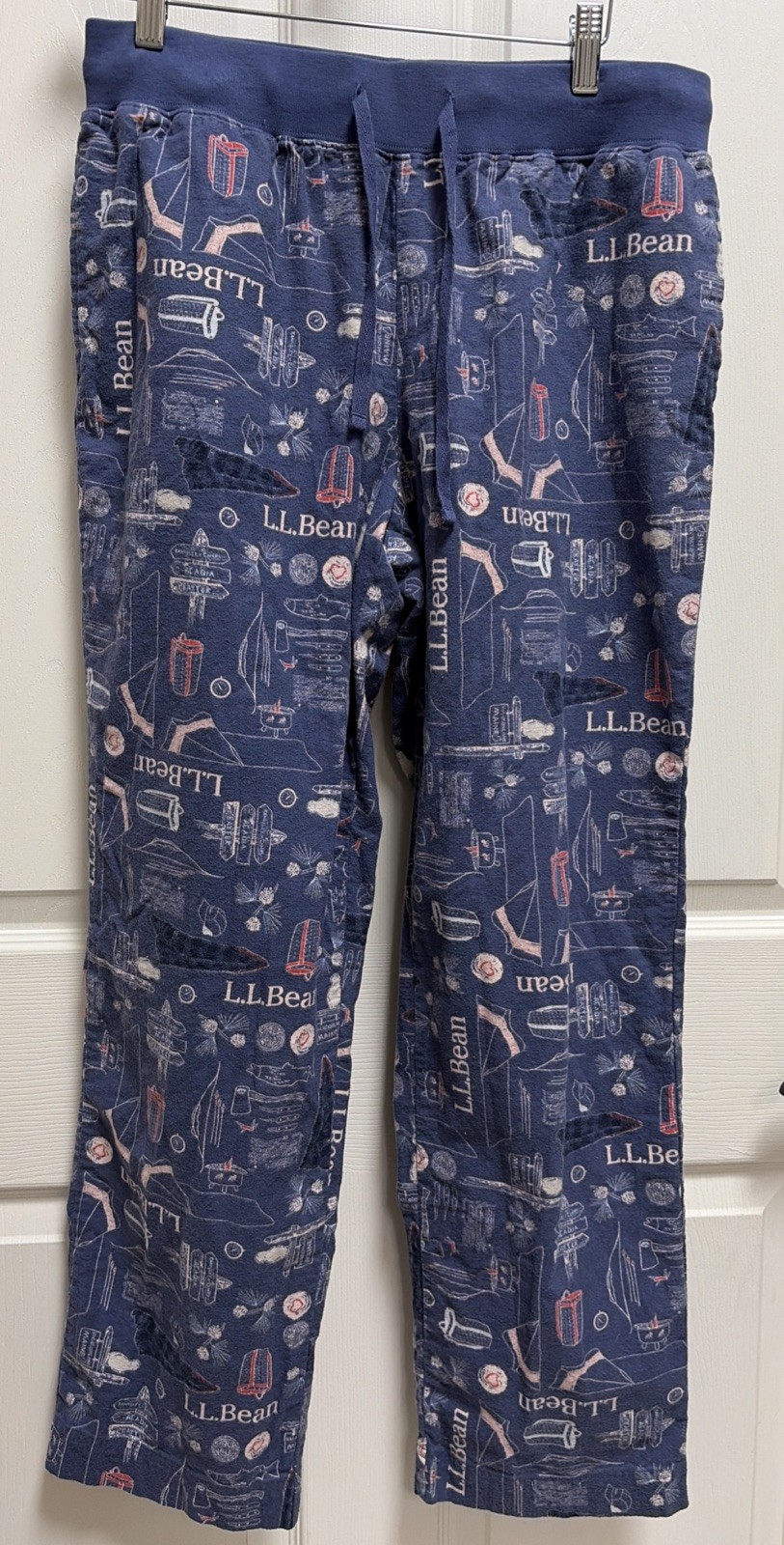LL Bean Lounge Pants Adult Size M Fish Camp Hike Outdoor 507499 Blue 30W x 29L