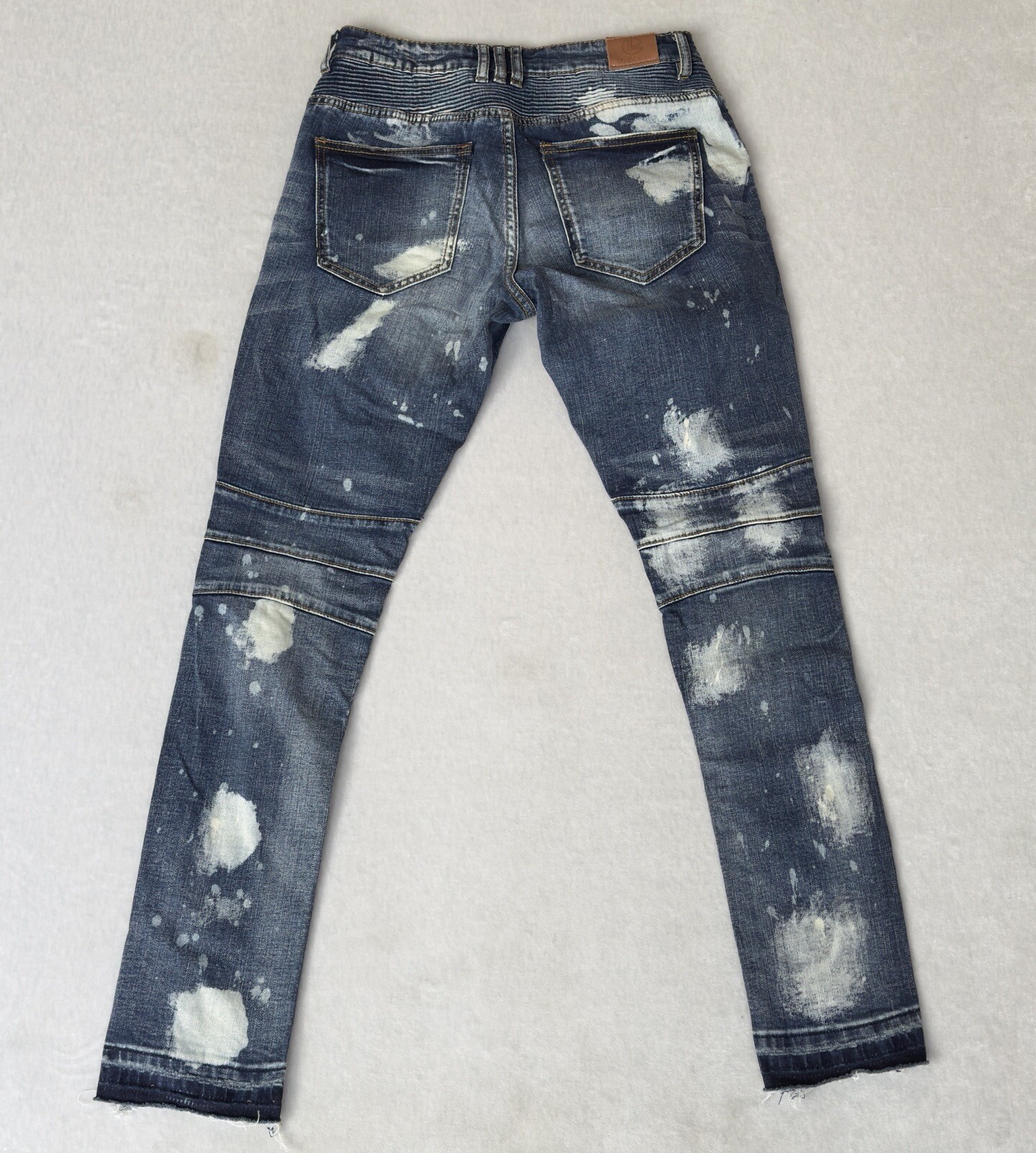 NWOT – Crysp Denim – Size 29×32 – Zipper Moto Skinny Jeans – Acid Wash Blue
