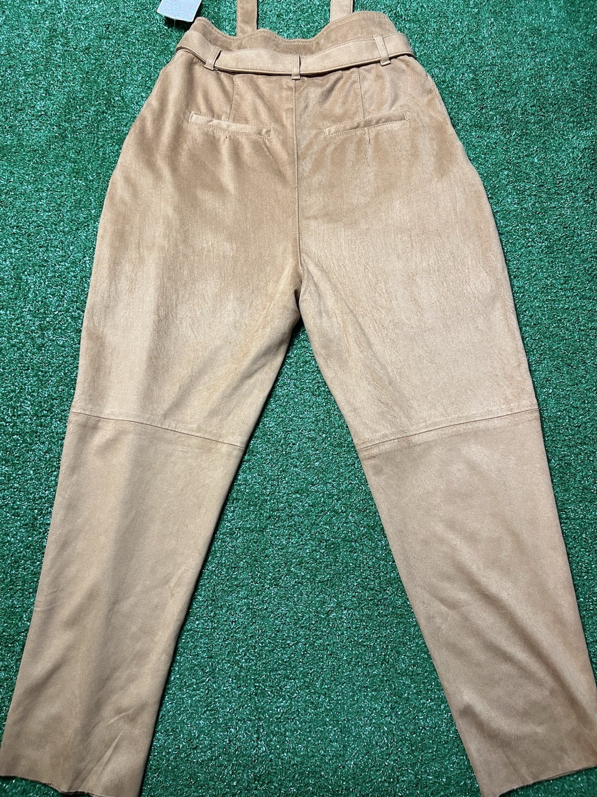 FREE PEOPLE Pants Womens Sz 2 Camel Nightfall Fx Suede High-Waisted Paperbag NWT