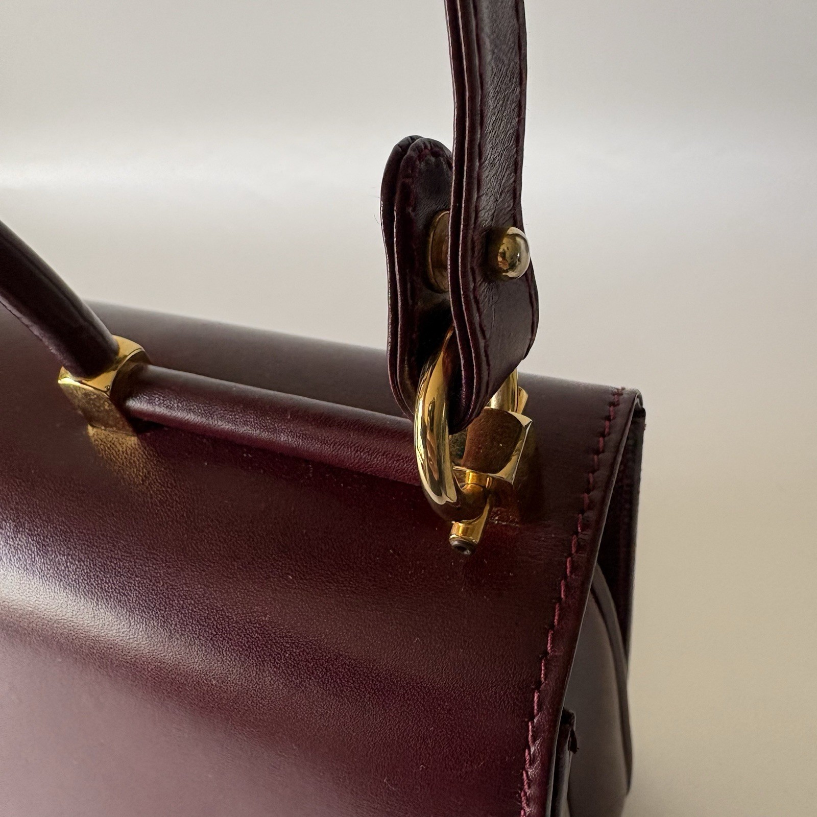 Authentic BALLY Hand bag Burgandy Leather From Japan 01058