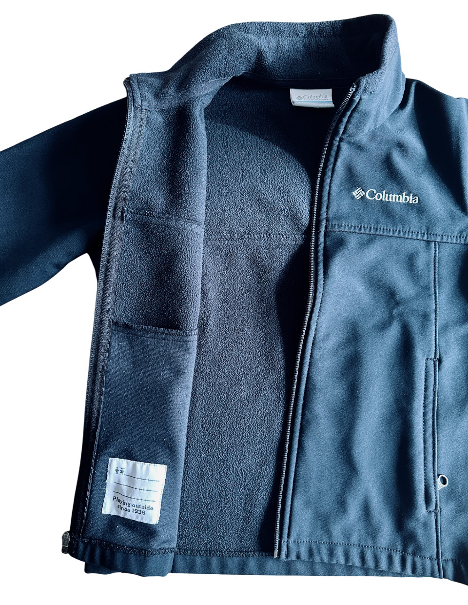 Columbia Boys Bowen Lake Softshell Jacket Black Youth Small (8) Fleece Lined
