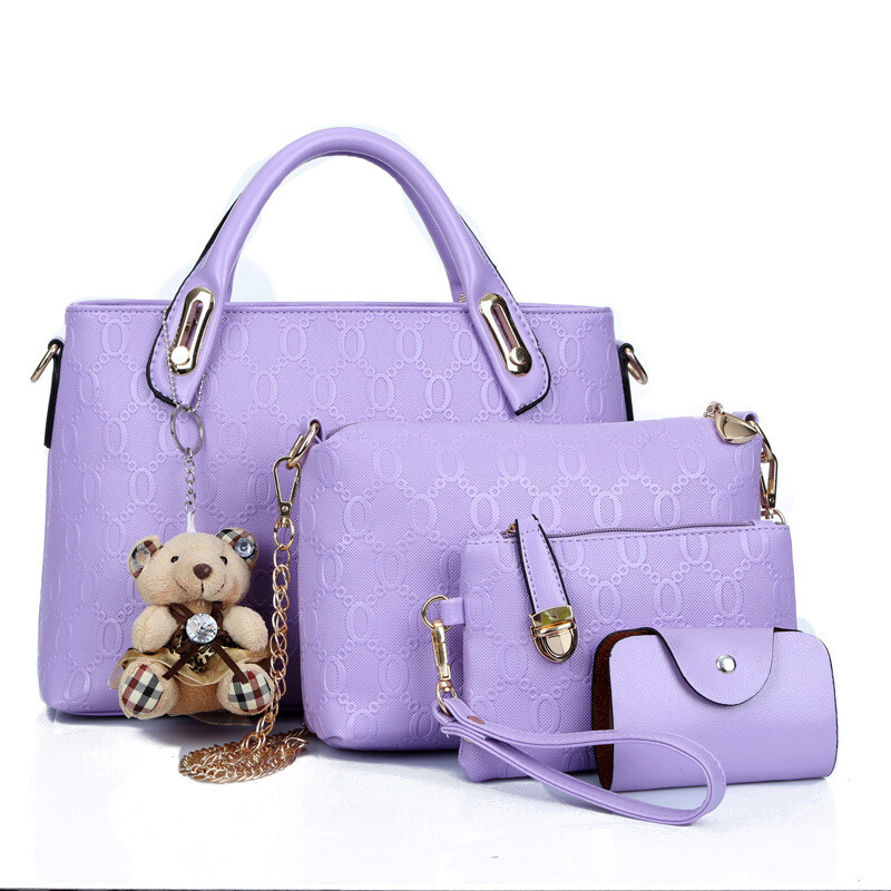 4Pcs/Set Women Lady Leather Handbags Messenger Shoulder Bags Tote Satchel Purse