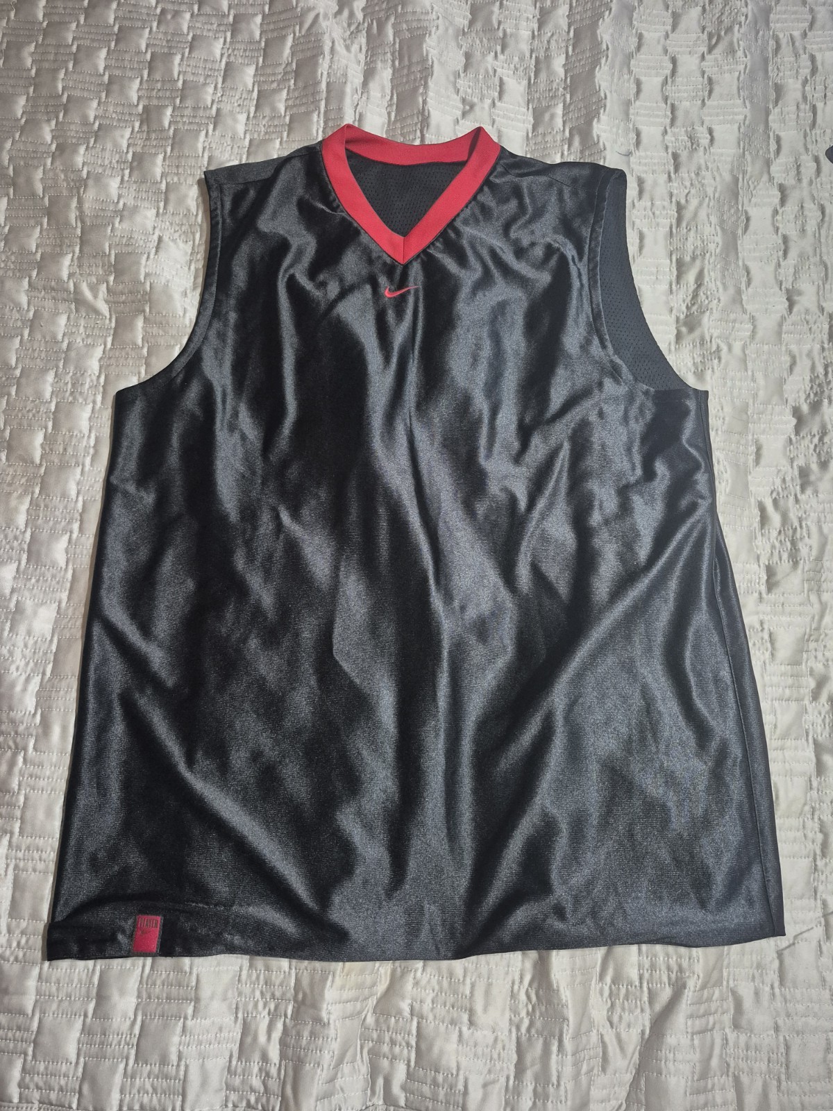 Nike Basketball Sleeveless Jersey Shirt Mens Large Black Shiny Dazzle Silky