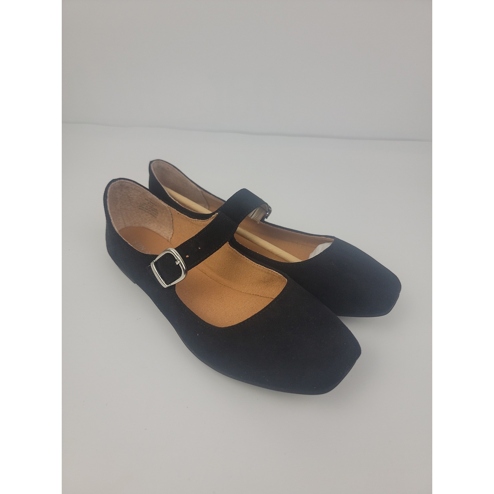 Sun + Stone Adiaaf Black Mary Jane Square Toe Buckle Flats Womens 6.5 M NEW