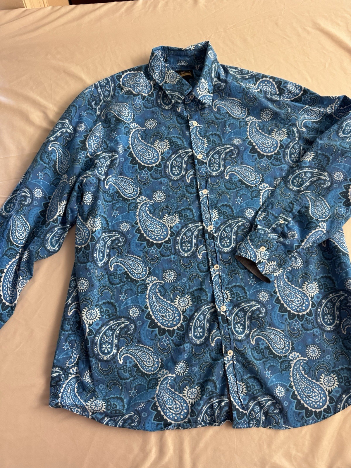 Cremieux Men’s 3XT Paisley Button-Front Long Sleeve Blue Button-Up Shirt 3x