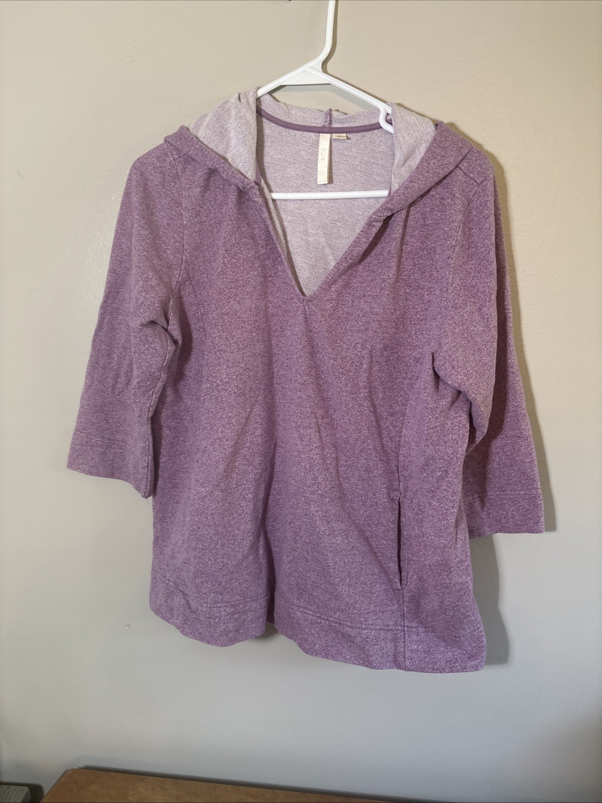 J. JILL PURE JILL Medium French Terry 3/4 Sleeve Hoodie Purple Comfy