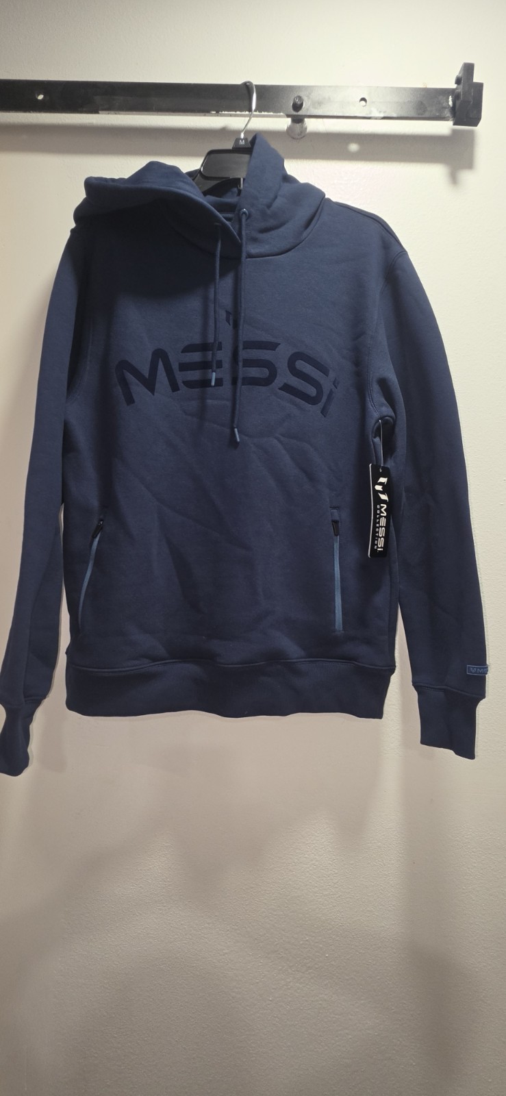 Messi Collection Men’s Blue Pullover Hoodie Pockets Logo Size M