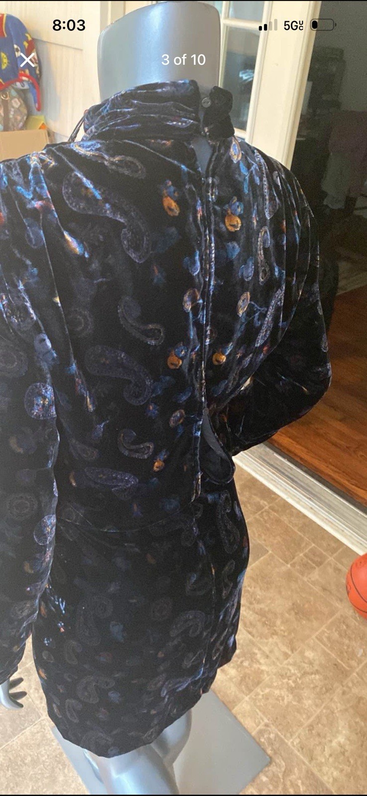 Zara Black Paisley Velvet Ruched High Neck Long Sleeve Sheath Mini Dress XS