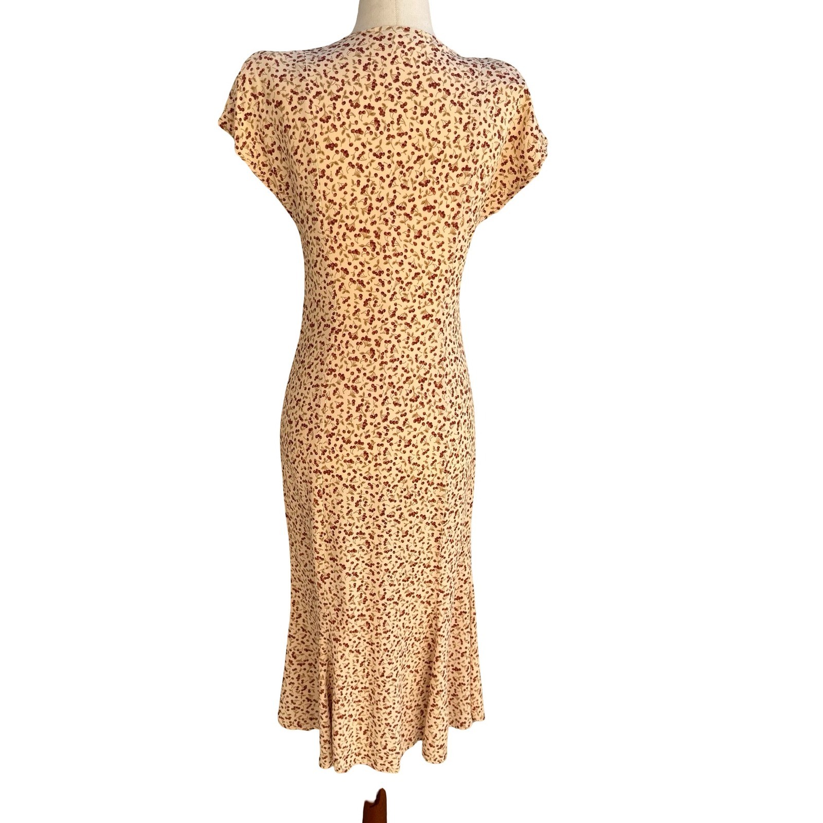 Laundry Vintage 90s Cherry Print Pinup Coquette Rockabilly Midi Dress Sundress