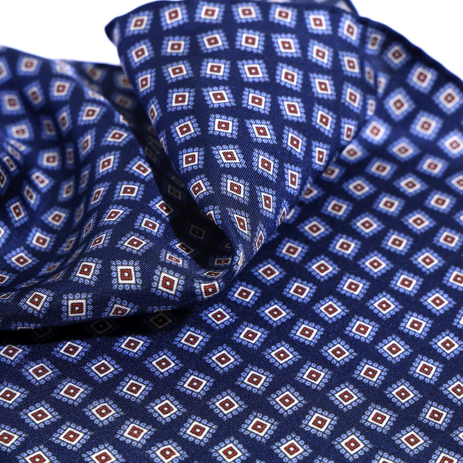Men’s Pure Silk Twill Handkerchief Blue Floral Squares Pocket Square 30cm 11.8in