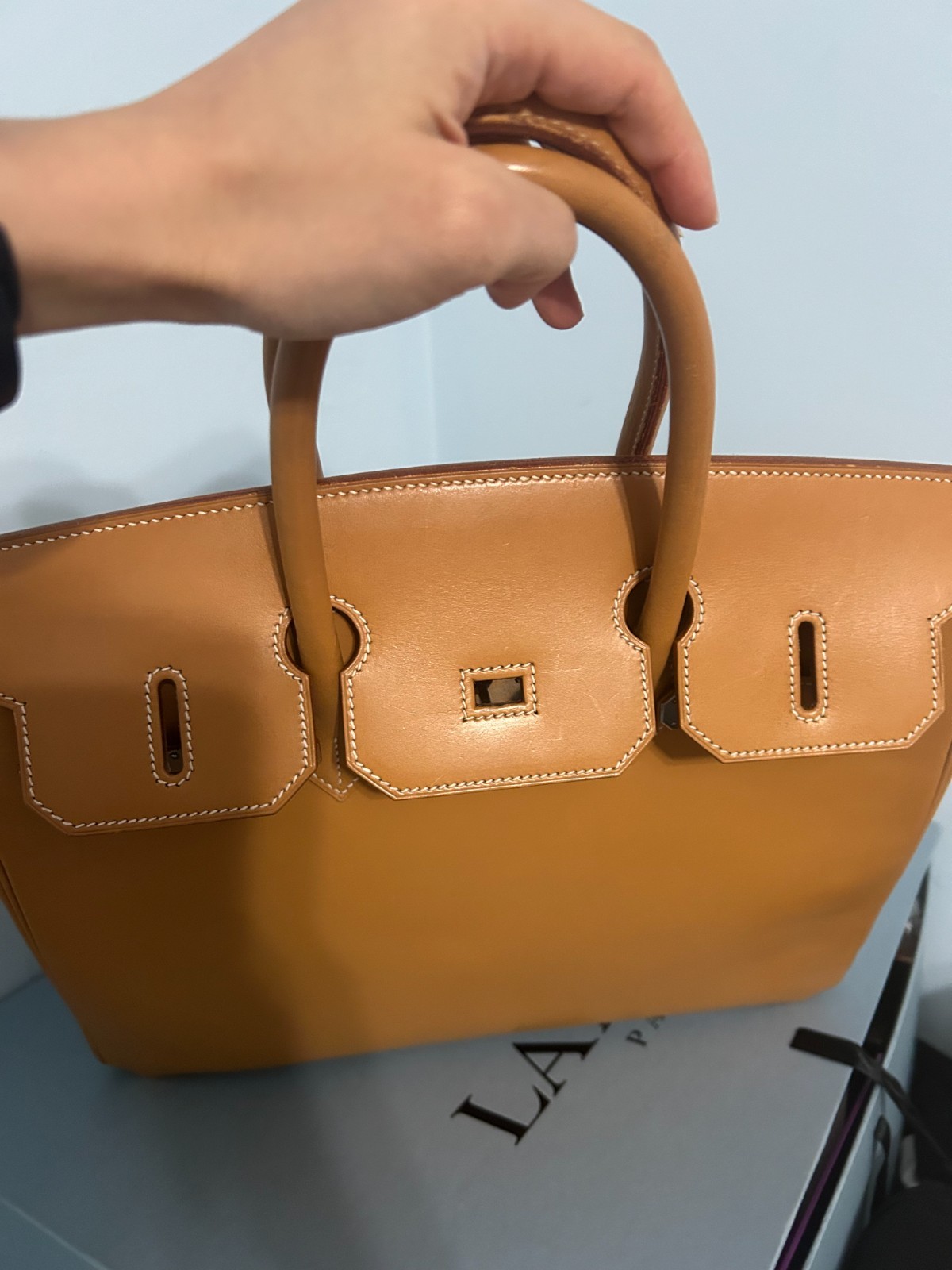 Hermes Birkin 35 Vache Naturel Palladium hardware tan/brown RARE