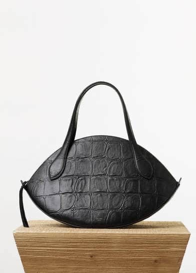 Authentic Celine $4100 Black Curved Phoebe Philo Moon Smile Croc Luggage Bag