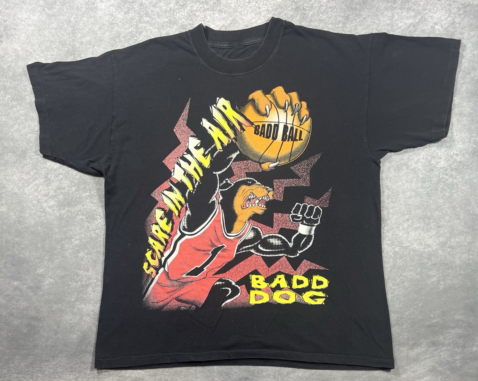Vintage Bad Dog Shirt All Over Print Size XL Scare In The Air