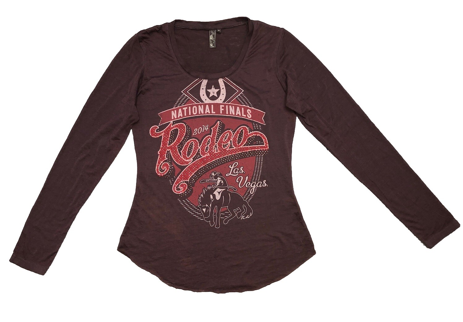 Rodeo Top Women’s M Brown Burnout Rhinestones 2014 National Finals Las Vegas