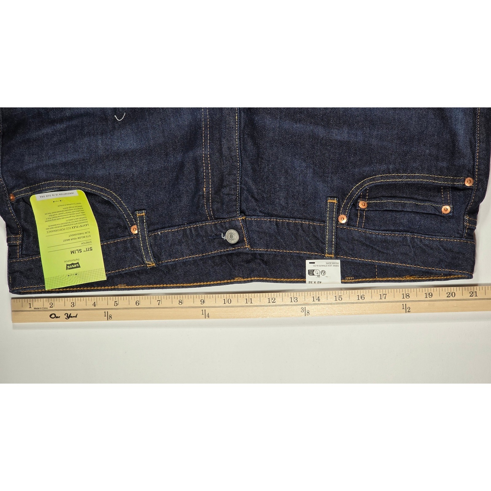 Levis 511 Slim Fit Stretch Jeans Men’s 42×32 Dark Indigo Blue NEW