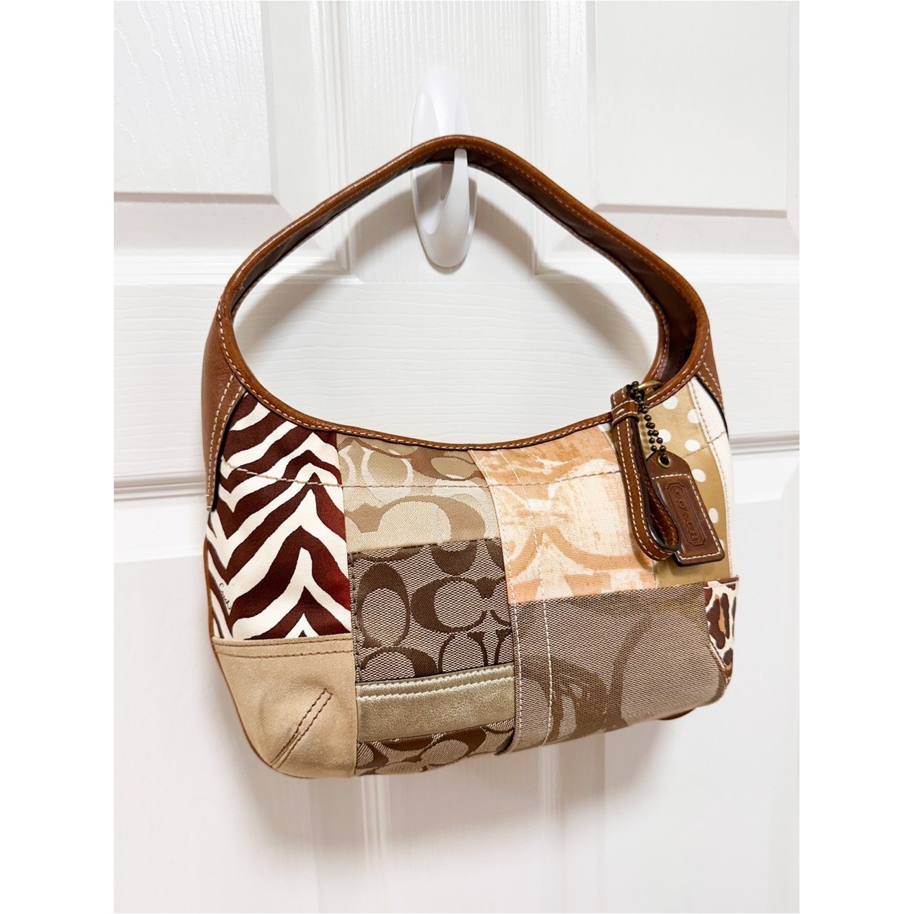 Coach Ergo Patchwork Hobo Shoulder Bag Zebra Cheetah Y2K
