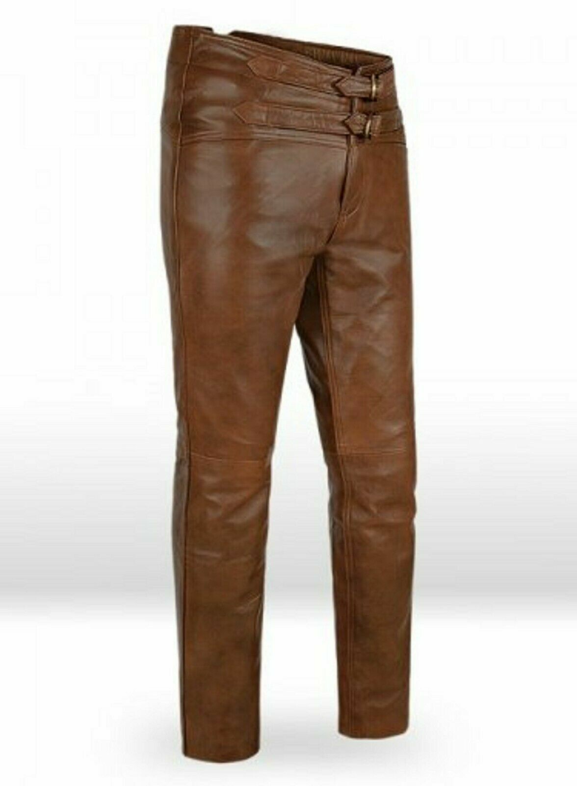 JIM MORRISON Leather Jeans Pants Premium Quality Cow Plain Brown Leather Trouser