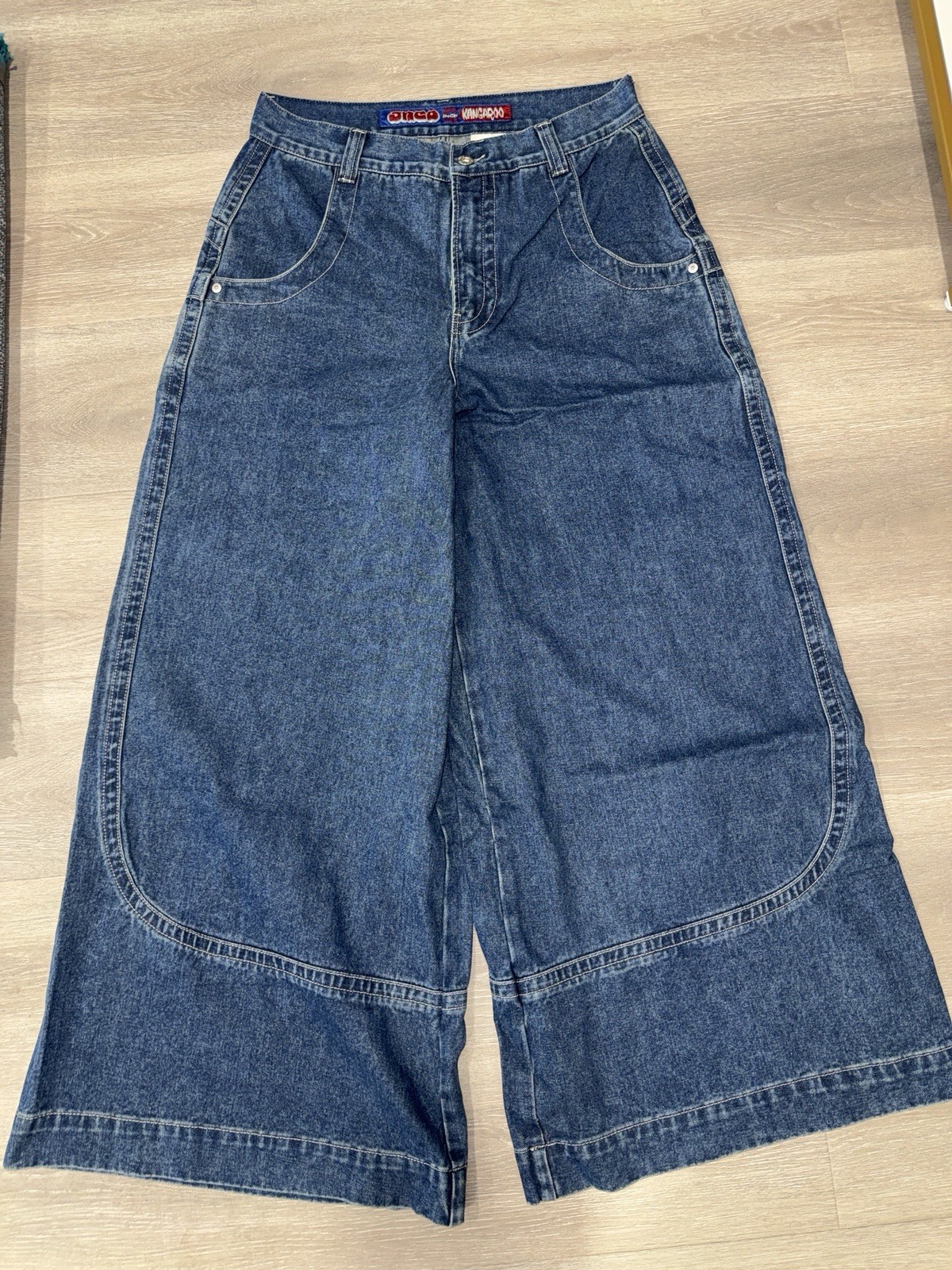 JNCO Los Angeles Kangaroo Wide Leg Jeans in dark stone wash