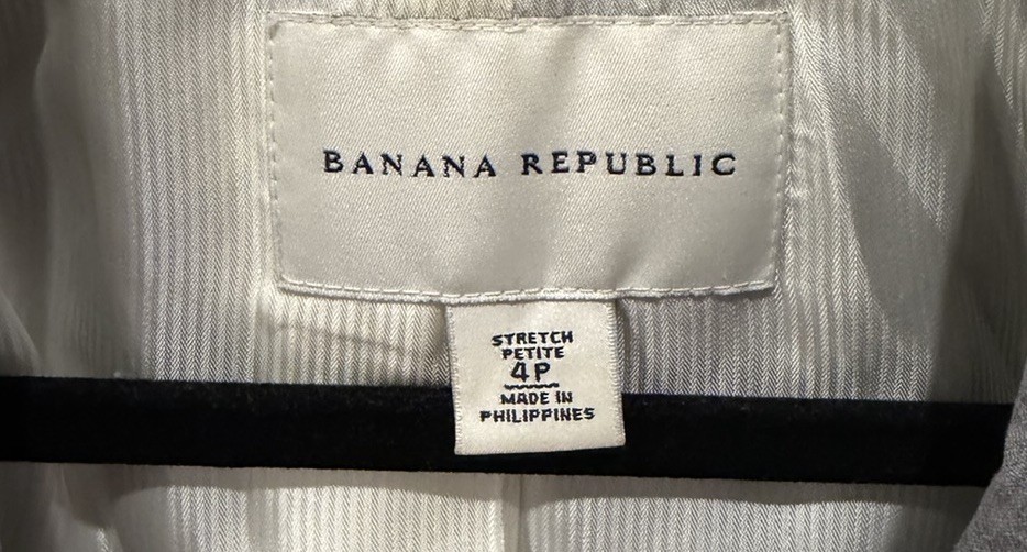 Banana Republic Petite 4P Gray Wool Blend Stretch Lined 2-Button Blazer