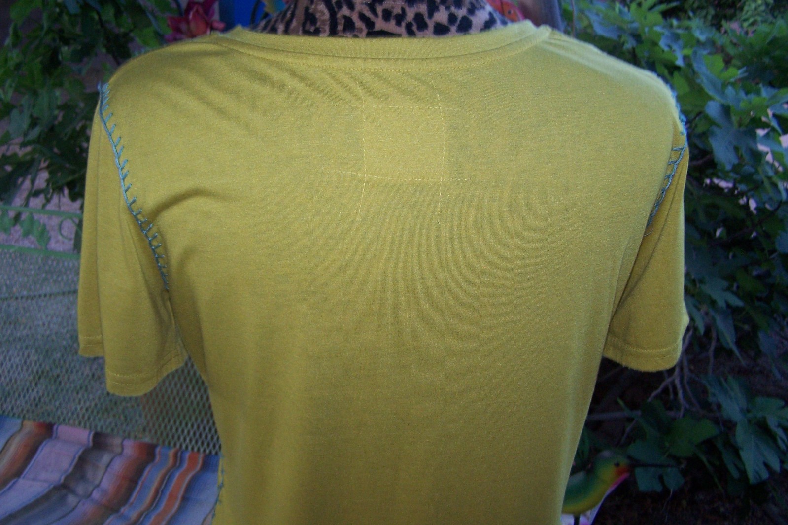 DOUBLE D RANCH L Indian WARRIOR Embroidered Beaded Graphic Western Tee Shirt EUC