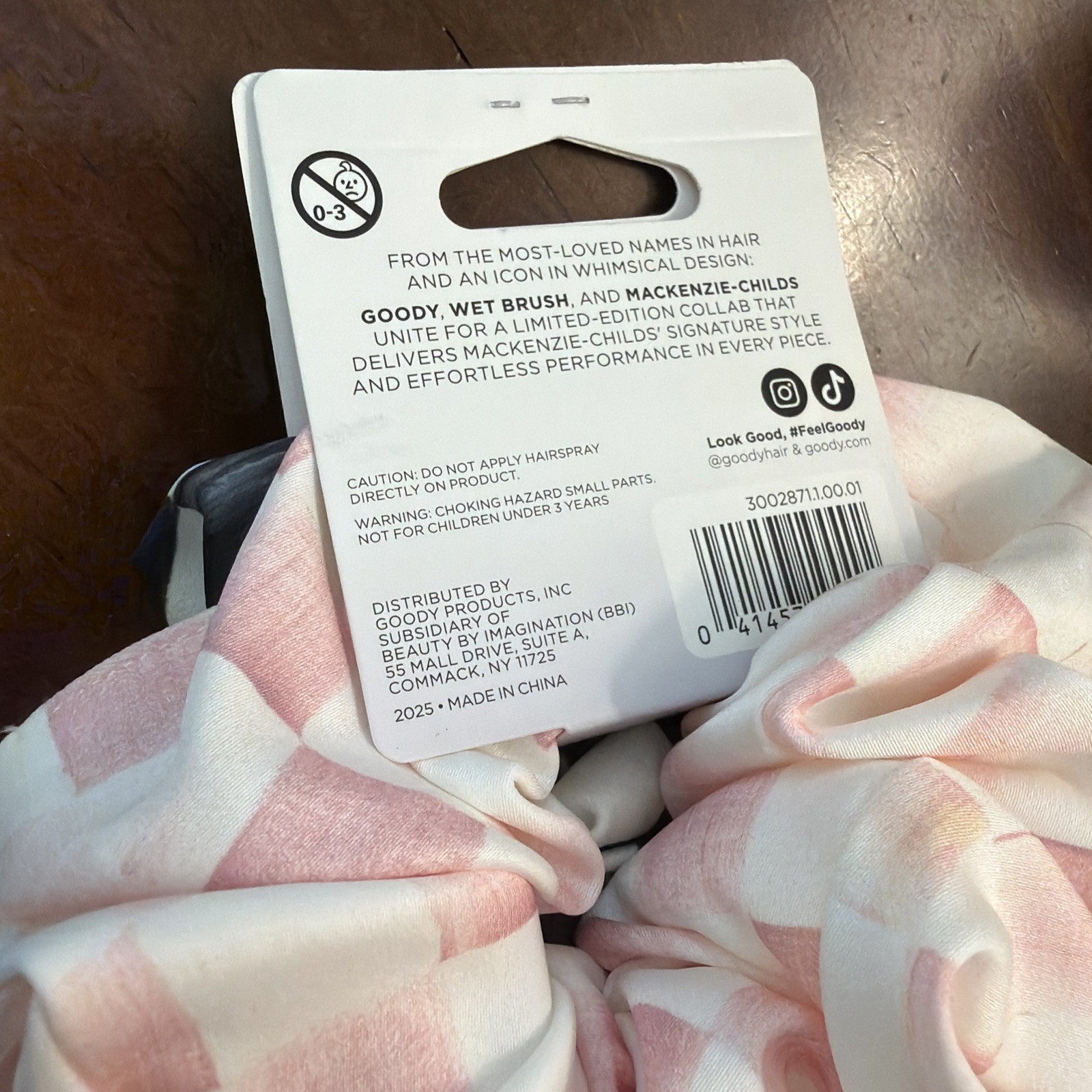 Goody X Mackenzie Childs 2pc Scrunchie Set Pink Black Check 🌸🩷🖤🌸